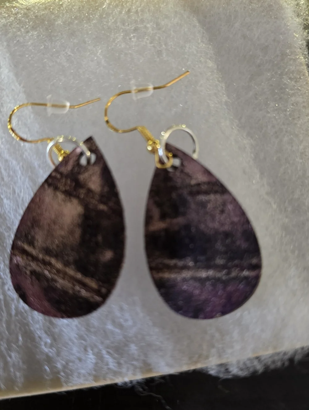 HANDCRAFTED Wood Dangle Earrings HANDPAINTED Delicate Piercing ARTISAN Jewelry